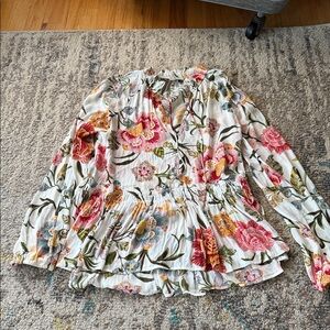 LOFT Floral Blouse - Pink, Green, White